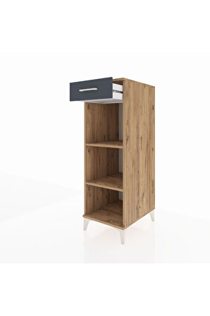 Kronos Dolap 2 Raflı Tek Çekmeceli 44x59x134 Çam-Antrasit