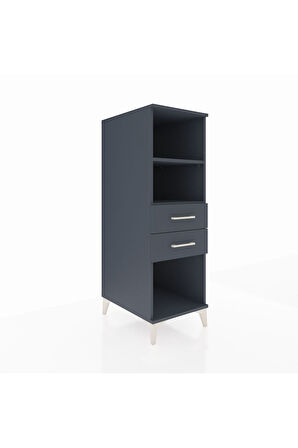 Kronos Dolap 2 Raflı 2 Çekmeceli 44x59x134 Antrasit-Antrasit