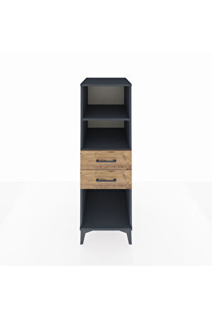 Kronos Dolap 2 Raflı 2 Çekmeceli 44x59x134 Antrasit-Çam