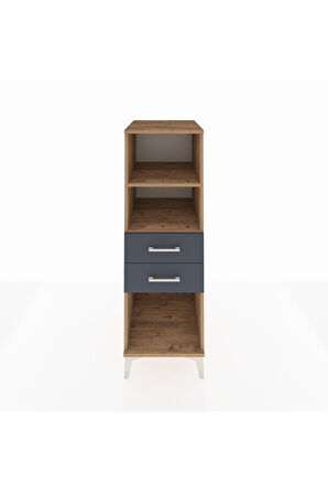 Kronos Dolap 2 Raflı 2 Çekmeceli 44x59x134 Çam-Antrasit