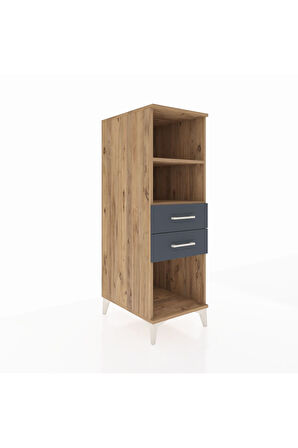 Kronos Dolap 2 Raflı 2 Çekmeceli 44x59x134 Çam-Antrasit