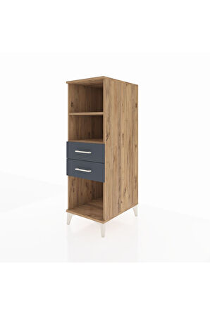 Kronos Dolap 2 Raflı 2 Çekmeceli 44x59x134 Çam-Antrasit