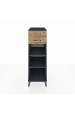 Kronos Dolap 2 Raflı 2 Çekmeceli 44x59x134 Antrasit-Çam