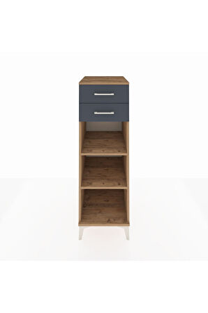 Kronos Dolap 2 Raflı 2 Çekmeceli 44x59x134 Çam-Antrasit