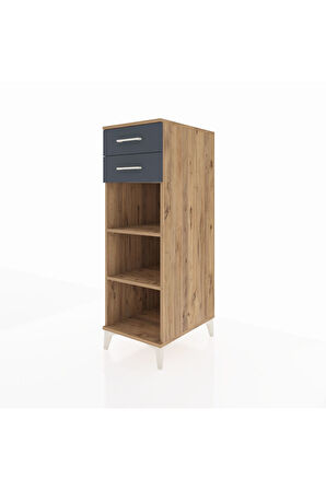 Kronos Dolap 2 Raflı 2 Çekmeceli 44x59x134 Çam-Antrasit