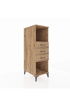 Kronos Dolap Tek Raflı 3 Çekmeceli 44x59x134 Çam-Çam