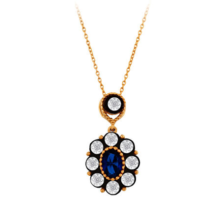0.05 Karat Safir Renkli Elmas Kolye