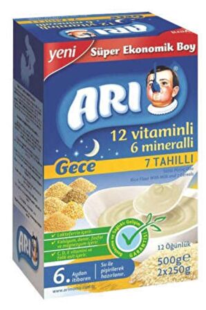 Arı Mama Gece 12 Vitaminli 6 Mineralli Sütlü 7 Tahıllı Pirinç Unu 500 gr