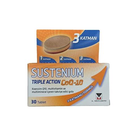 Sustenium Triple Action CoQ-10 Koenzim Q10, Multivitamin Ve Multimineral İçeren Takviye Edici Gıda 30 Tablet