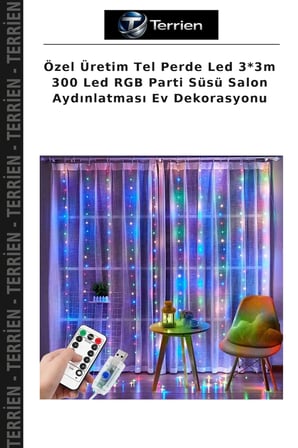 Özel Üretim Tel Perde Led 3*3m 300 Led RGB Parti Süsü Salon Aydınlatması Ev Dekorasyonu