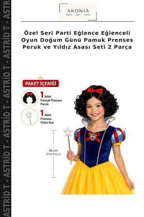 Özel Seri Parti Eğlence Eğlenceli Oyun Doğum Günü Pamuk Prenses Peruk ve Yıldız Asası Seti 2 Parça