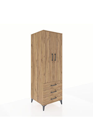 Kronos Dolap 2 Raflı 3 Çekmeceli 2 Kapaklı 60x59x182 Çam-Çam