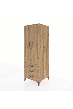 Kronos Dolap 2 Raflı 3 Çekmeceli 2 Kapaklı 60x59x182 Çam-Çam