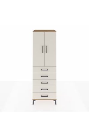Kronos Dolap Tek Raflı 5 Çekmeceli Tek Askılı 60x59x182 Çam-Aytaşı