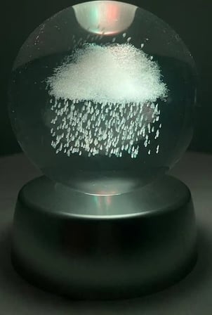 Özel Üretim Şık Tasarım Hediyelik Eşya Huzurlu Köşe BULUT Plastik altlıklı Işıklı Cam Küre