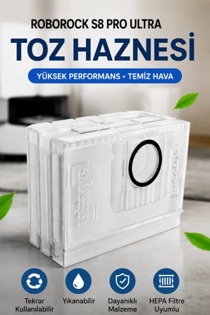 Roborock S8 Pro Ultra Yıkanabilir Yeniden Kullanılabilir Toz Haznesi Torba Masrafına Son!