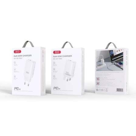 CE17(EU) 65W Q.C PD Fast Hızlı USB-C USB-A Çift Çıkışlı Şarj Aleti Adaptörü Yedek Ofis Akıllı