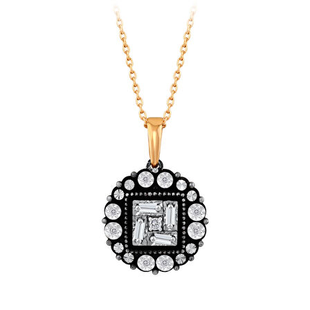 0.14 Karat Baget Taşlı Elmas Kolye