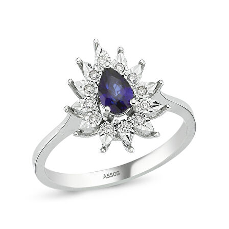 0.08 Karat Safir Taşlı Pırlanta Fantezi Yüzük
