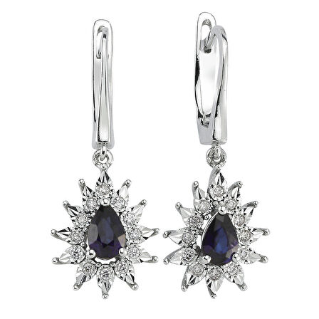 0.10 Karat Safir Taşlı Pırlanta Fantezi Küpe