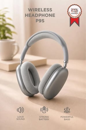 Özel Üretim Yetişkin Ofis Spor Bluetooth Kulaklık Sd Kart Aux Destekli P9S Gri