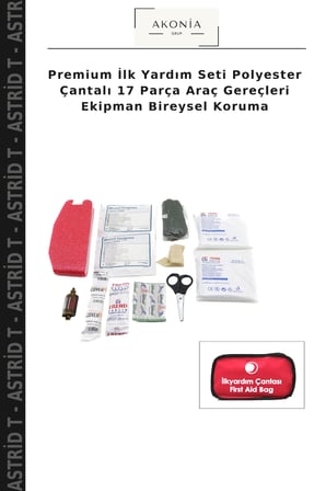 Premium İlk Yardım Seti Polyester Çantalı 17 Parça Araç Gereçleri Ekipman Bireysel Koruma