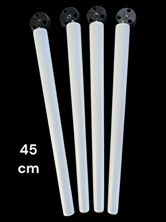 4 Adet Beyaz Boyalı Ahşap Konik 45 cm Zigon, Orta Sehpa, Puf, Komidin Ayağı