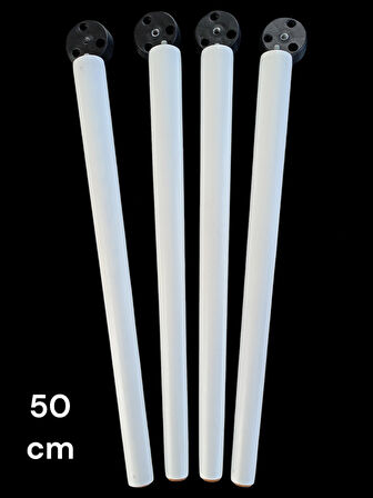 4 Adet Beyaz Boyalı Ahşap Konik 50 cm Zigon,orta Sehpa,puf,komidin Ayağı