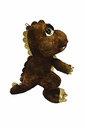 Canavar Dinazor Trex 40 cm - Peluş Oyuncak T-rex Kahverengi