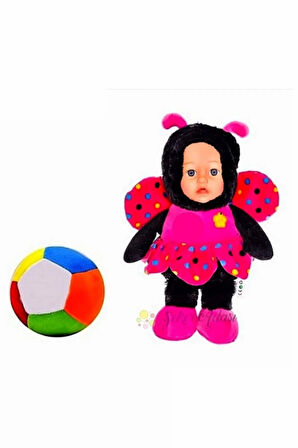 Peluş Pembe Arı Maya 30 cm ve Peluş Top 12 cm - 2 Ürün 1 Arada Oyuncak