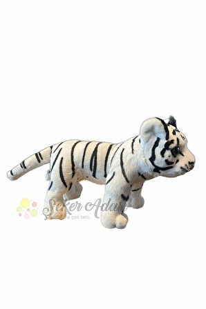 Peluş Yavru Beyaz Kaplan 35 cm Oyuncak Uyku ve Oyun Arkadaşı Aslan Leopar