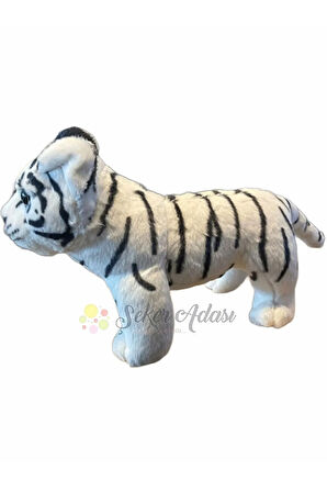 Peluş Yavru Beyaz Kaplan 35 cm Oyuncak Uyku ve Oyun Arkadaşı Aslan Leopar