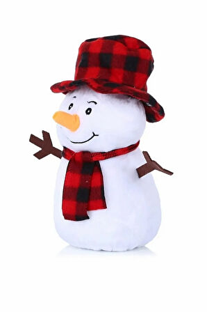 Peluş Kardan Adam 25 Cm ve Pembe Panter Kedi 15 Cm Yılbaşı Kış Dekoratif Hediye Süsleme