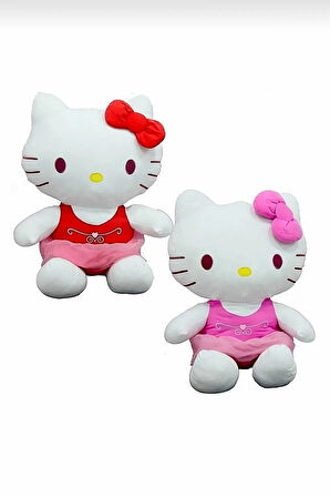 Ithal Lisanslı Peluş Hello Kitty Fiyonklu Oyun Ve Uyku Arkadaşı Peluş Kedi - Hediyelik