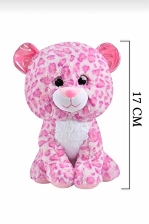 Sevimli Pembe Peluş Leopar Panter Kedi 17 Cm