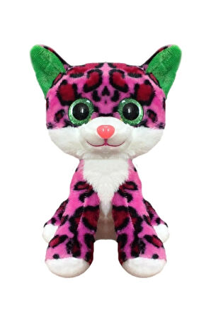 Sevimli Camgöz Pembe Peluş Kedi 25 Cm Leopar--skradapelus114