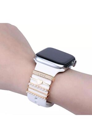 Apple Watch Uyumlu Love Yazılı Kordon Aksesuar/charm Gold Renkli