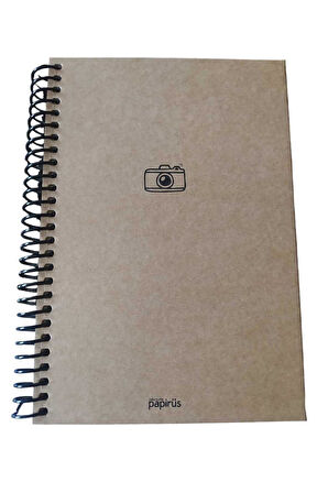 Papirüs Kraft Spiralli  Sert Kapak 16X23 100 yaprak Kareli