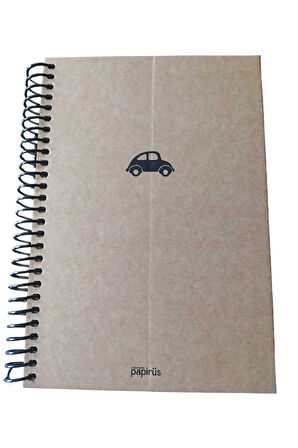 Papirüs Kraft Spiralli  Sert Kapak 16X23 100 yaprak Kareli