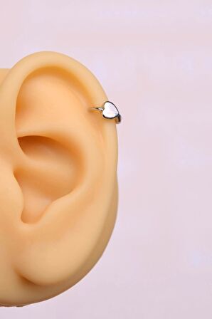 Kalp Tragus Piercing Helix Kıkırdak Küpesi Gümüş Renkli