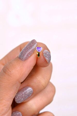 Mor Kalpli Halka Tragus Piercing Helix Kıkırdak Küpesi Gold Renkli