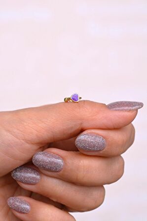 Mor Kalpli Halka Tragus Piercing Helix Kıkırdak Küpesi Gold Renkli