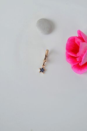 Lacivert Yıldız Sallantılı Helix Küpesi Kıkırdak Lob