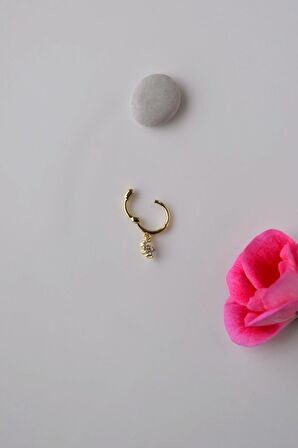 Mini Çiçek Sallantılı Halka Helix Küpesi Mini Küpe