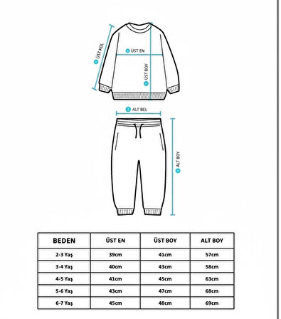 Erkek Çocuk  Ekru Güneş Ay Pamuklu 3 İplik Fırçalı Kumaş Alt Üst Eşofman Takımı 