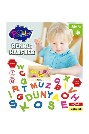 Seçtim Aldım Ahşap 7 Renk 33 Parça Renkli Harfler Eğitici Oyuncak Seti Ony-402