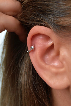 Minimal Yıldız Figürlü Halka Piercing | Gümüş Renk