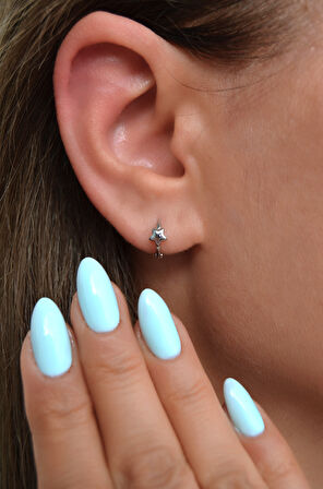 Minimal Yıldız Figürlü Halka Piercing | Gümüş Renk