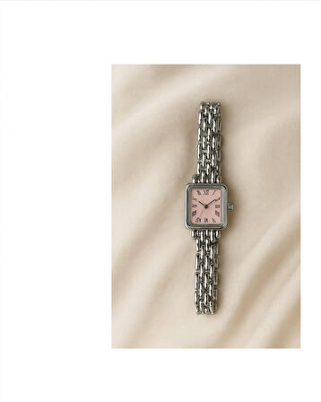 Pembe Kadran Örme Bileklik Saat