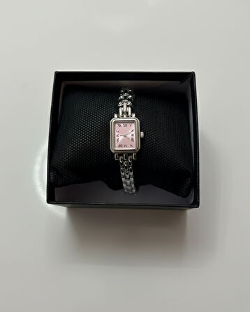 Pembe Kadran Örme Bileklik Saat